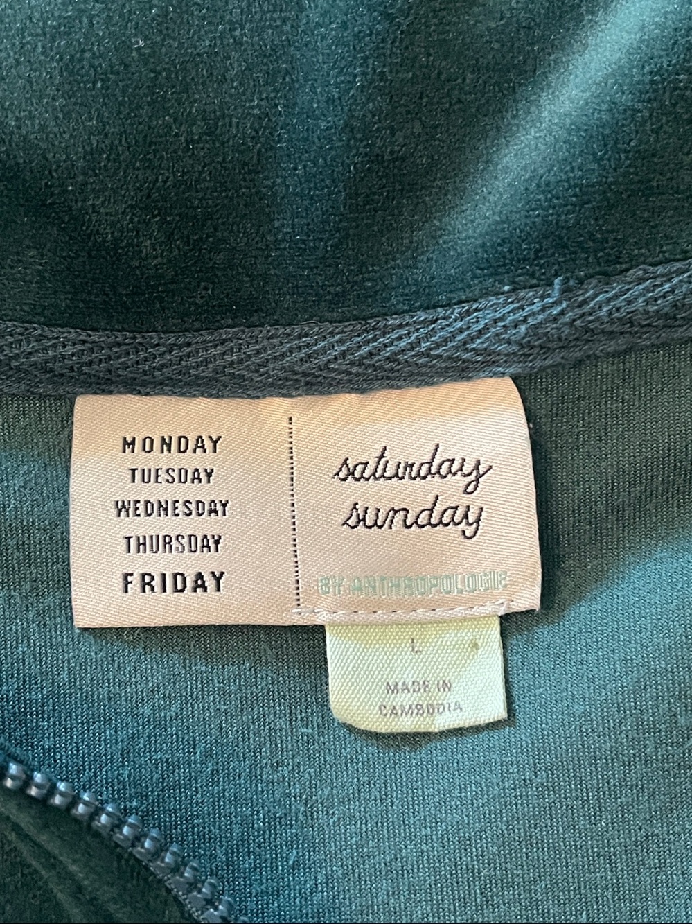 Anthropologie Saturday Sunday Rosalind Velvet Tunic Dress Teal w/ Pockets Size L - Picture 10 of 15